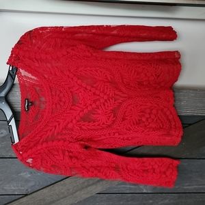 Express XS Lace Detailed  Sheer Blouse